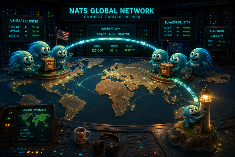 Геораспределённый NATS: superclusters, gateways, leaf nodes и mirror-стримы
