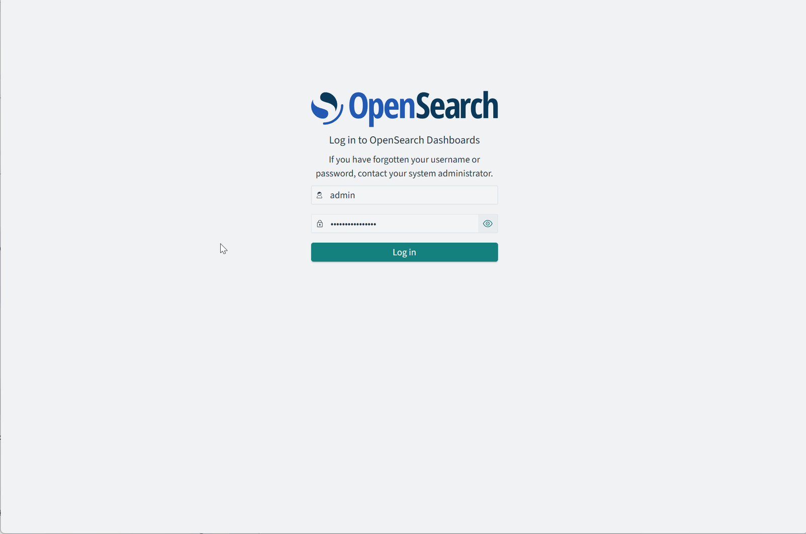 Форма входа OpenSearch Dashboards — доступ только после аутентификации