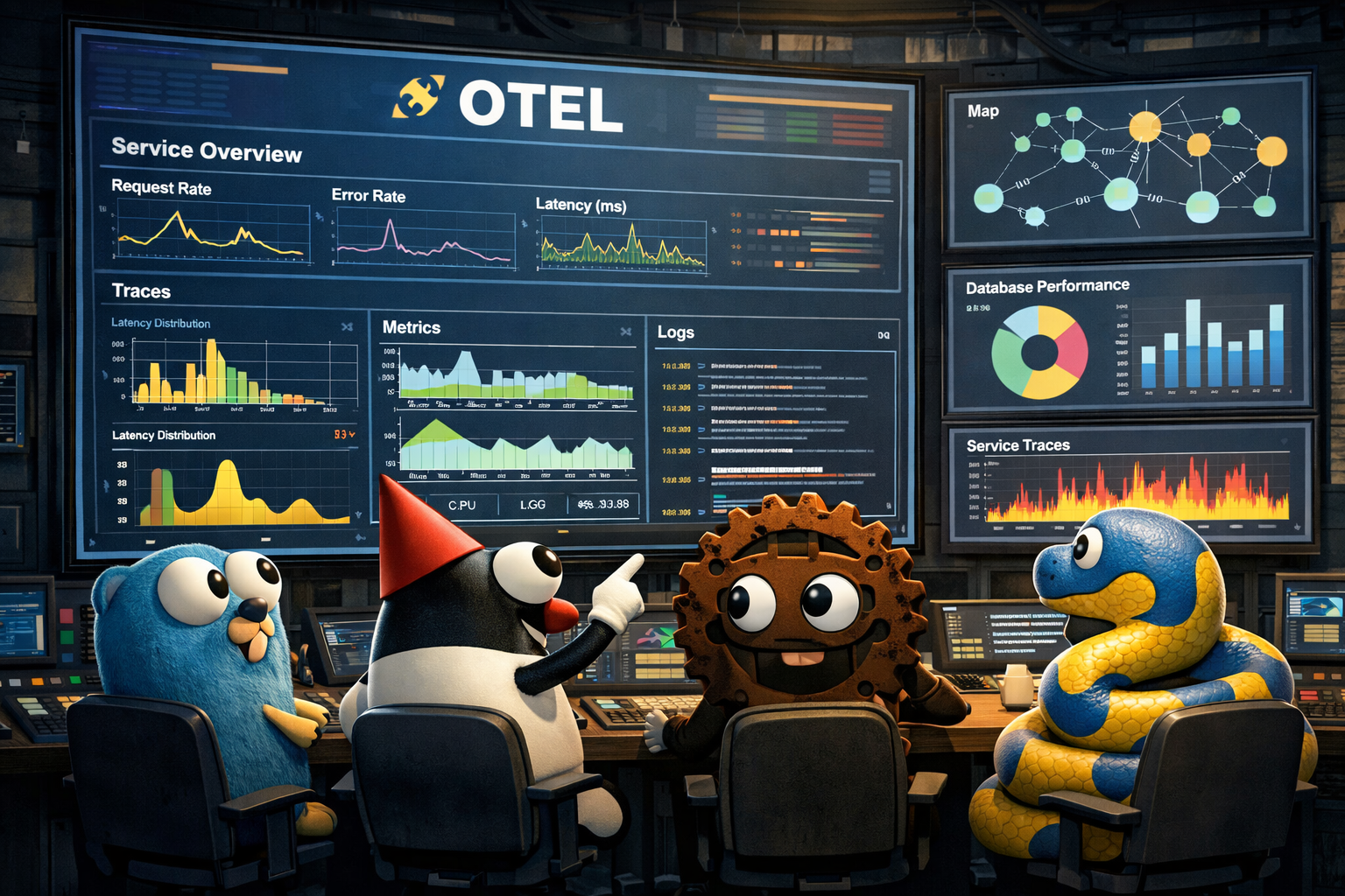 OpenTelemetry: Go, Java, Rust и Python за мониторинговым пультом