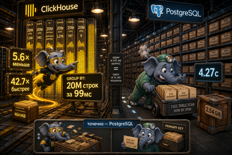 Когда нужен OLAP: ClickHouse против PostgreSQL для аналитики